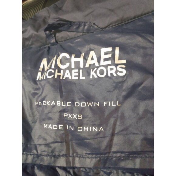Womens Michael Kors Packable Down Jacket Puffer Size P XXS Blue - Picture 3 of 5